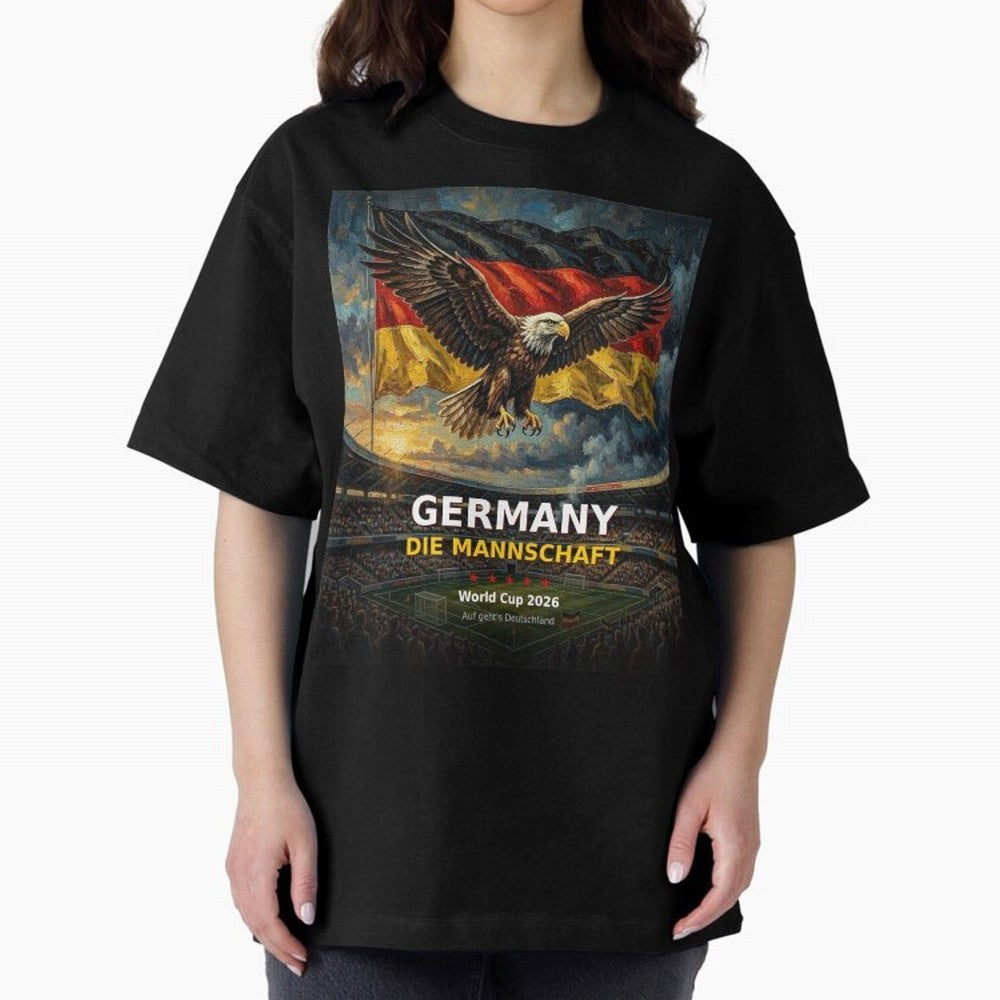 Germany Die Mannschaft - World Cup 2026 Soccer Fan Tee Oversized T-Shirt Fuel Your Fan Pride for the FIFA World Cup 2026 Journey through Messi and Cristiano Ronaldo Highlights, Argentina and Brazil Pride, Vintage Soccer Flavor, Modern Football