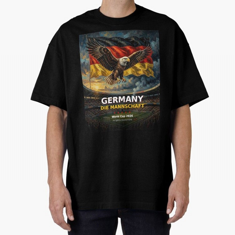 Germany Die Mannschaft - World Cup 2026 Soccer Fan Tee Oversized T-Shirt Fuel Your Fan Pride for the FIFA World Cup 2026 Journey through Messi and Cristiano Ronaldo Highlights, Argentina and Brazil Pride, Vintage Soccer Flavor, Modern Football