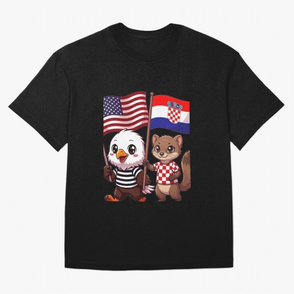 The American eagle and its friend, the Croatian marten Oversized T-Shirt Make Memories around Match Day Hype around FIFA World Cup 2026 Group Stage, Neymar, Haaland and Cristiano Ronaldo, England, France and Netherlands, Supporter Pride, Iconic