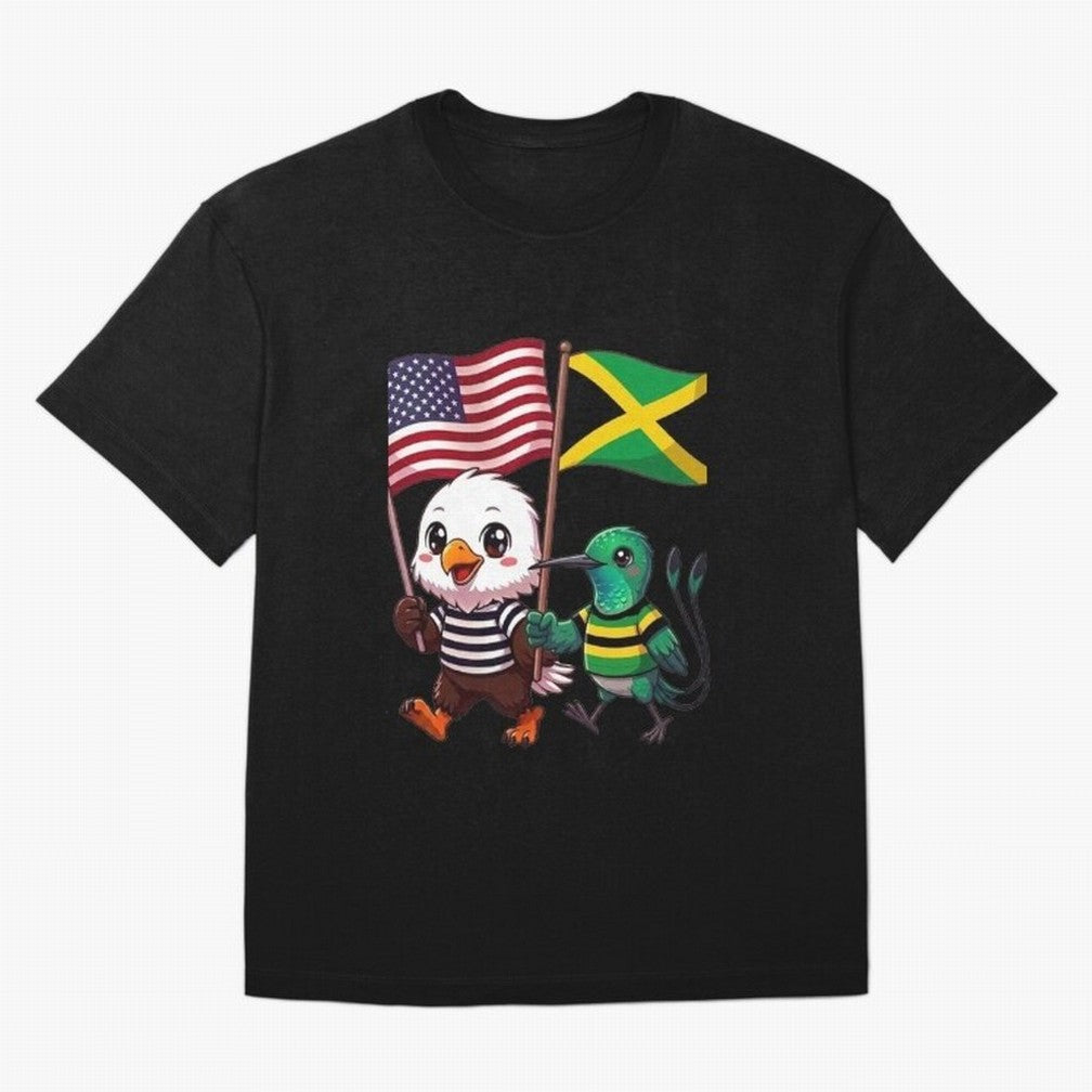 The American eagle and its friend, the Jamaican hummingbird Oversized T-Shirt Capture FIFA World Cup 2026 USA Canada Mexico Filled with Mbappe, Spain and Netherlands Energy, Supporter Pride, Iconic Celebrations, Legendary Names and Global Match Day