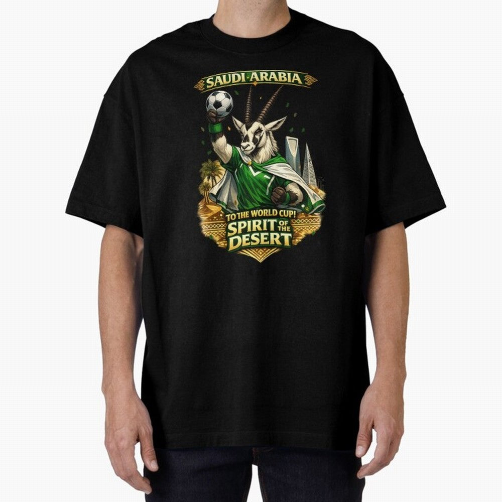 Saudi Arabia World Cup Desert Spirit Oversized T-Shirt Follow the Road to FIFA World Cup 2026 Group Stage Centered on Mbappe, England, France and Netherlands Energy, Tournament Hype, Historic Matchups, Family Viewing Parties and Global Sports