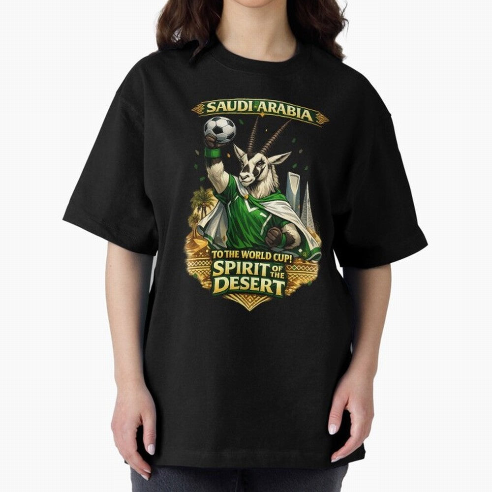 Saudi Arabia World Cup Desert Spirit Oversized T-Shirt Follow the Road to FIFA World Cup 2026 Group Stage Centered on Mbappe, England, France and Netherlands Energy, Tournament Hype, Historic Matchups, Family Viewing Parties and Global Sports
