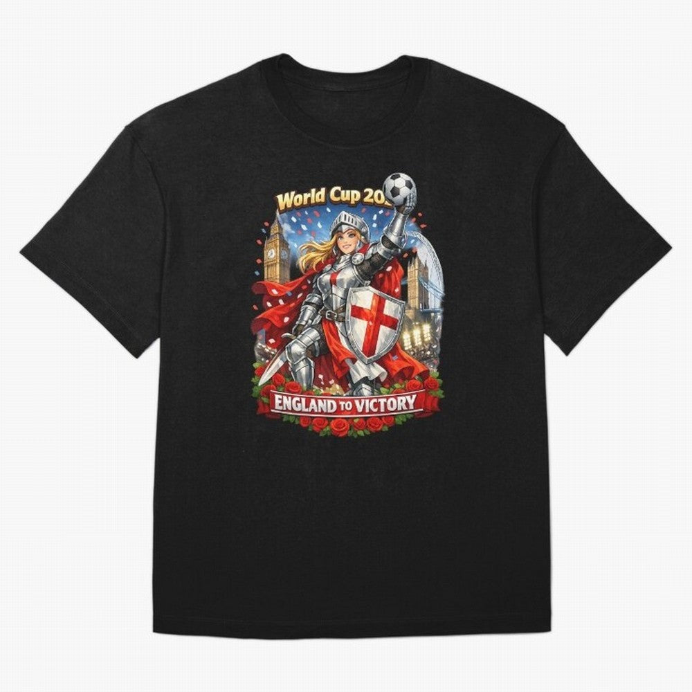England To Victory Knight World Cup 2026 Oversized T-Shirt Celebrate National Team Dreams in FIFA World Cup 2026 Spirit, with Netherlands, Neymar, Haaland and Cristiano Ronaldo, Classic Soccer Heritage, Championship Pressure, Fan Loyalty and