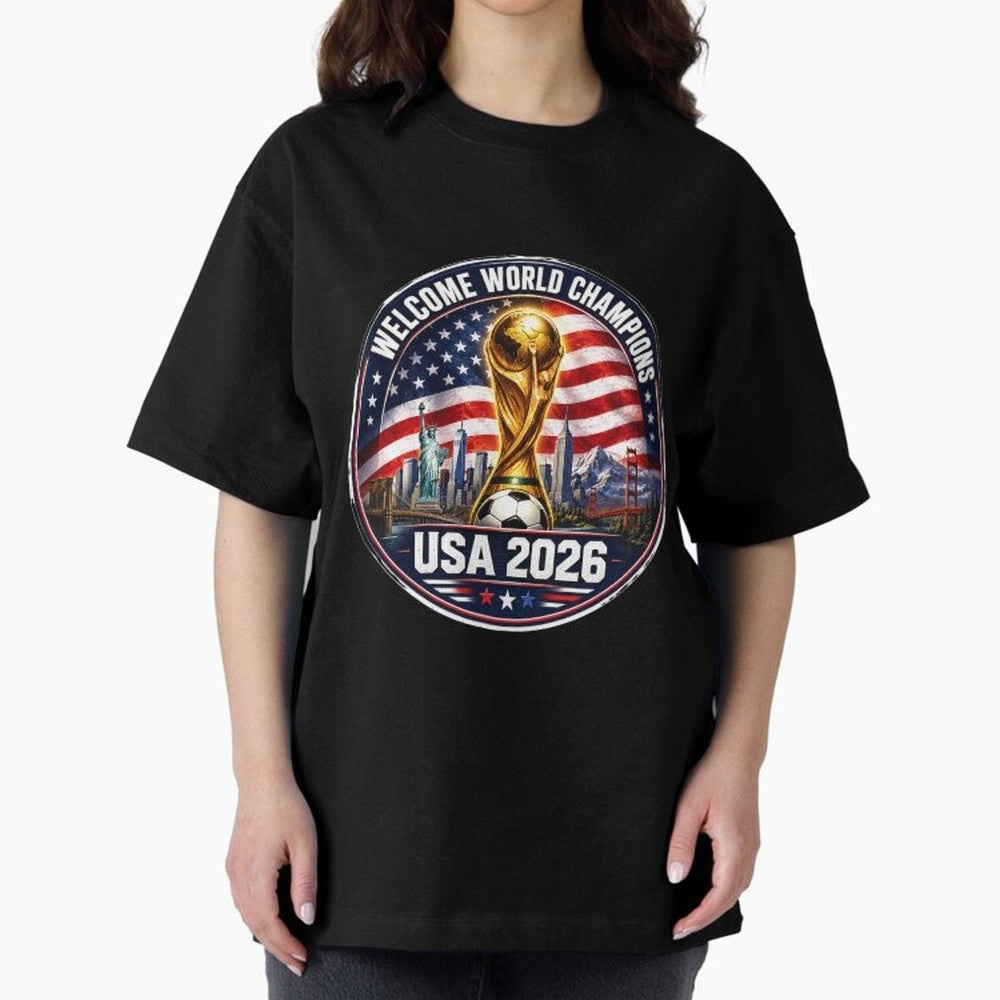 World Cup 2026 Celebration T-Shirt | USA Canada Mexico Soccer Fan Tee Oversized T-Shirt Join the Global Buzz around FIFA World Cup 2026 USA Canada Mexico for Fans of Cristiano Ronaldo, Haaland and CR7 and Germany, Bringing Football Festival