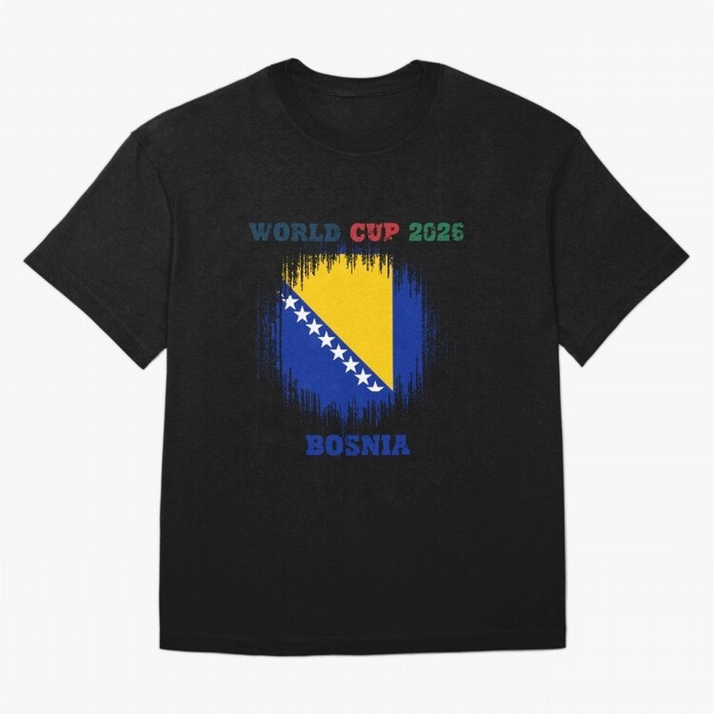 BOSNIA WORLD CUP 2026 Oversized T-Shirt Represent FIFA World Cup 2026 Spirit, Highlighting Argentina and Brazil, Messi, CR7 and Mbappe, Vintage Soccer Flavor, Modern Football Stars, National Flags and Final Night Emotion; Made for Die Hard
