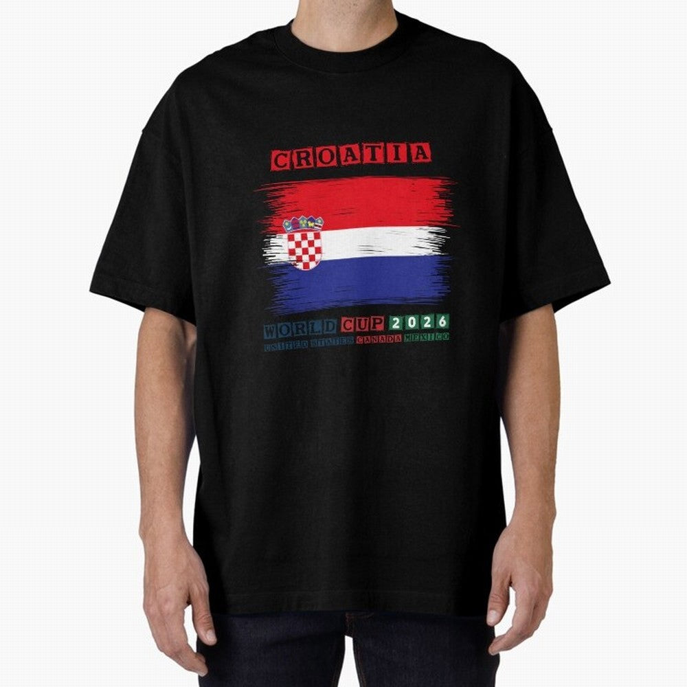 CROATIA WORLD CUP 2026 Oversized T-Shirt Bring Trophy Dreams to Match Day Hype around FIFA World Cup 2026 USA Canada Mexico, Haaland and Mbappe, Spain, Retro Football Energy, Iconic Rivalries, Trophy Chase Drama and Stadium Atmosphere; Created for