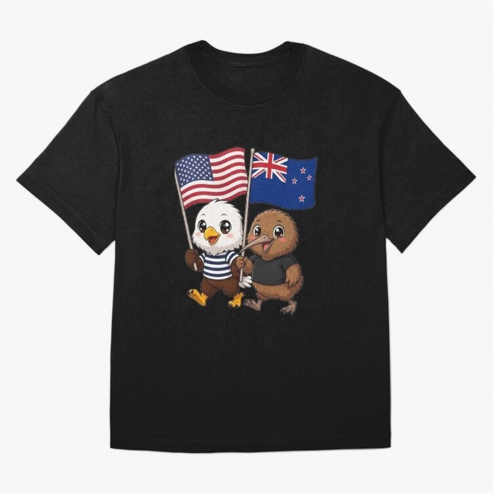 the American eagle and its friend the New Zealand kiwi Oversized T-Shirt Discover Global Football Passion for FIFA World Cup 2026, Inspired by Messi, Neymar and Mbappe, Argentina and Brazil, Stadium Chants, National Pride, Trophy Dreams and