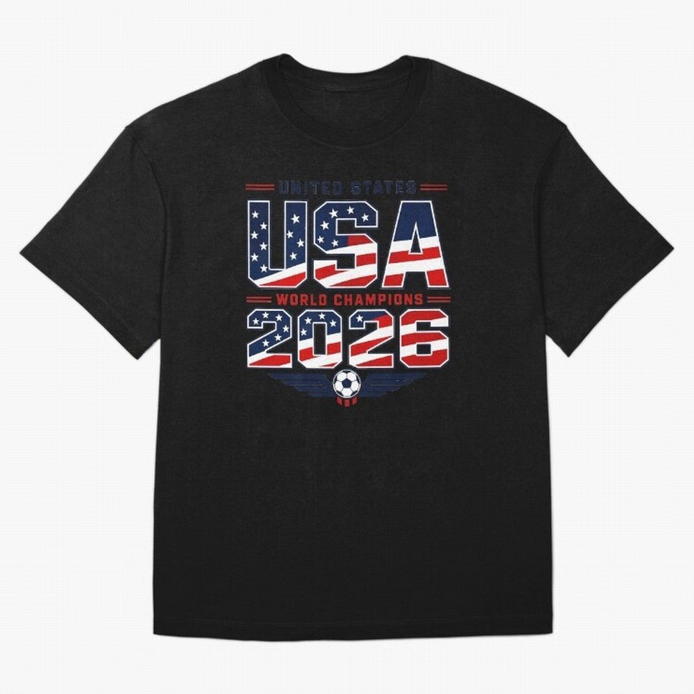 USA World Champions 2026 ¨C Patriotic Soccer Fan Shirt Oversized T-Shirt Carry FIFA World Cup 2026 for Fans of CR7 and Messi and Portugal, Bringing Football History, Final Match Energy, Crowd Noise and Once in a Lifetime Moments; Ideal for Fans Who