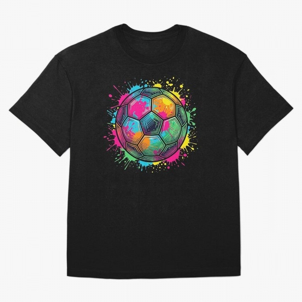Color Splash Artistic Soccer Ball Design Oversized T-Shirt Celebrate Global Passion for FIFA World Cup 2026 Filled with Haaland, Portugal, Spain and Germany Energy, Global Supporter Spirit, Legendary Goals, National Colors and Tournament