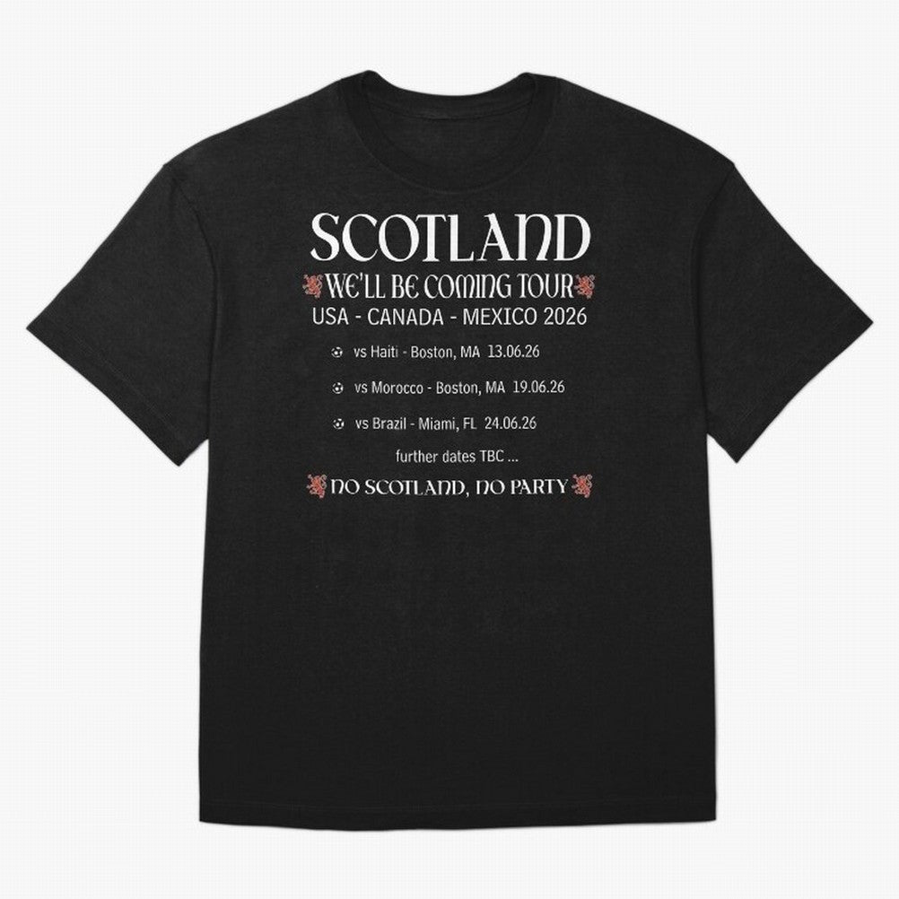 Scotland We'll be Coming Tour Oversized T-Shirt Stand with the FIFA World Cup 2026 USA Canada Mexico Journey through Messi Highlights, Argentina and Brazil Pride, Football Festival Excitement, Trophy Ambitions, Country Rivalries and Star Player
