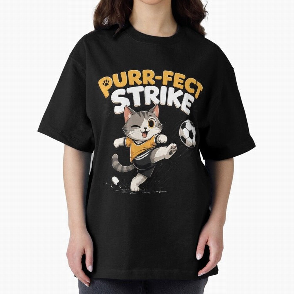 Purr-fect Strike Oversized T-Shirt Support the Legends of FIFA World Cup 2026 Group Stage Filled with Haaland, Portugal, Spain and Germany Energy, Champion Mindset, Group Stage Buzz, Knockout Tension and Passionate Fan Culture; Perfect for People
