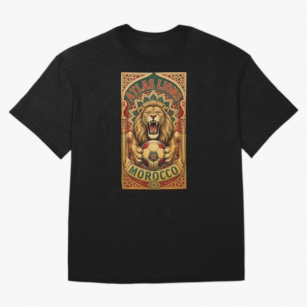 Morocco Soccer Lion - Atlas Lions Vintage African Football Fan T-Shirt Oversized T-Shirt Follow FIFA World Cup 2026 Featuring Neymar, Germany Energy, Championship Spirit, Famous Goals, Roaring Crowds and International Football Unity; Made for