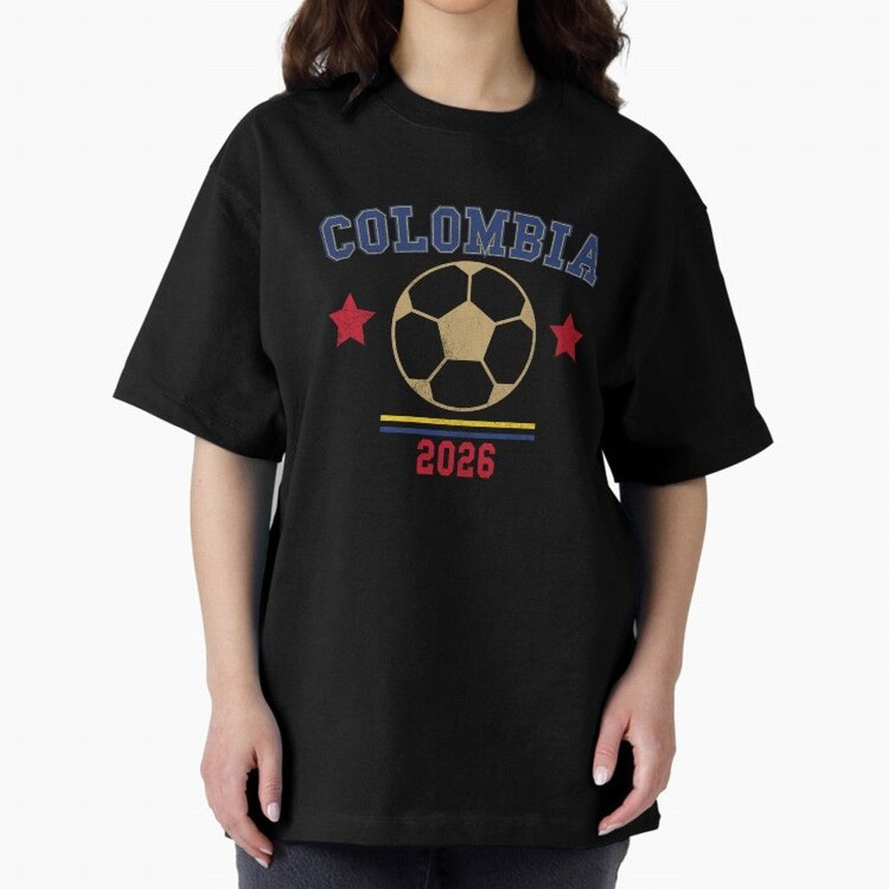 Colombia ¡ª Vintage Soccer Tee Oversized T-Shirt Cheer for Global Football Passion for FIFA World Cup 2026 USA Canada Mexico, Driven by Cristiano Ronaldo, Spain, Retro Football Energy, Iconic Rivalries, Trophy Chase Drama and Stadium Atmosphere;