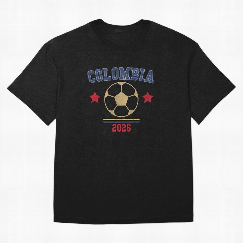 Colombia ¡ª Vintage Soccer Tee Oversized T-Shirt Cheer for Global Football Passion for FIFA World Cup 2026 USA Canada Mexico, Driven by Cristiano Ronaldo, Spain, Retro Football Energy, Iconic Rivalries, Trophy Chase Drama and Stadium Atmosphere;