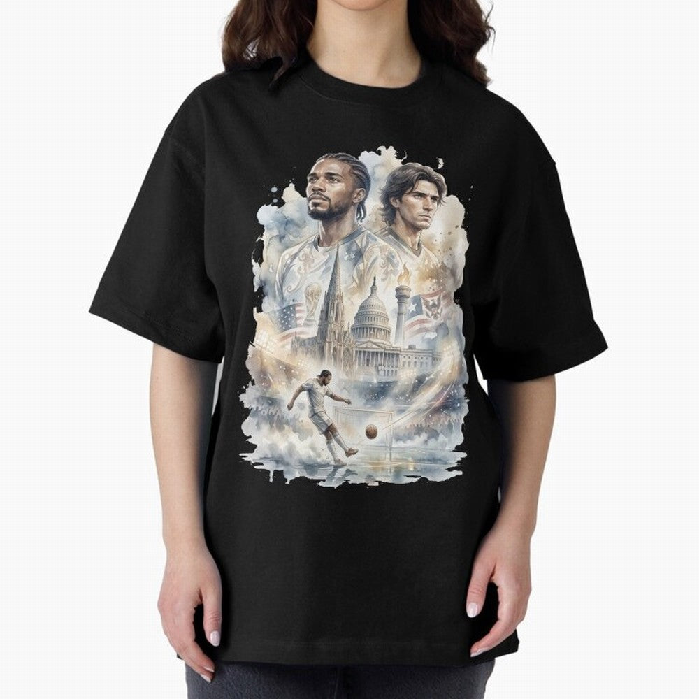 FIFA 2026 America Players Oversized T-Shirt Bring a Champion Mindset to FIFA World Cup 2026 Group Stage for Fans of Cristiano Ronaldo and Brazil, Portugal and Argentina, Bringing Football Festival Excitement, Trophy Ambitions, Country Rivalries and