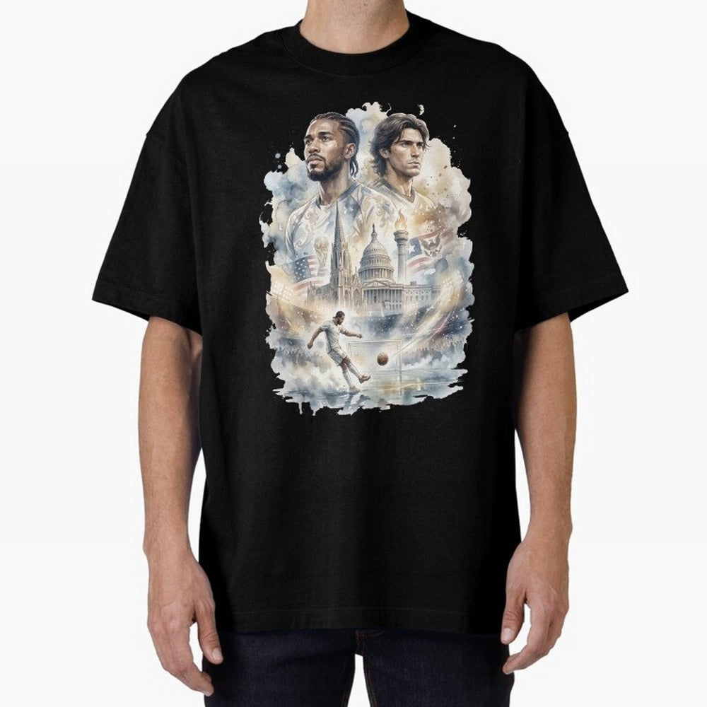 FIFA 2026 America Players Oversized T-Shirt Bring a Champion Mindset to FIFA World Cup 2026 Group Stage for Fans of Cristiano Ronaldo and Brazil, Portugal and Argentina, Bringing Football Festival Excitement, Trophy Ambitions, Country Rivalries and