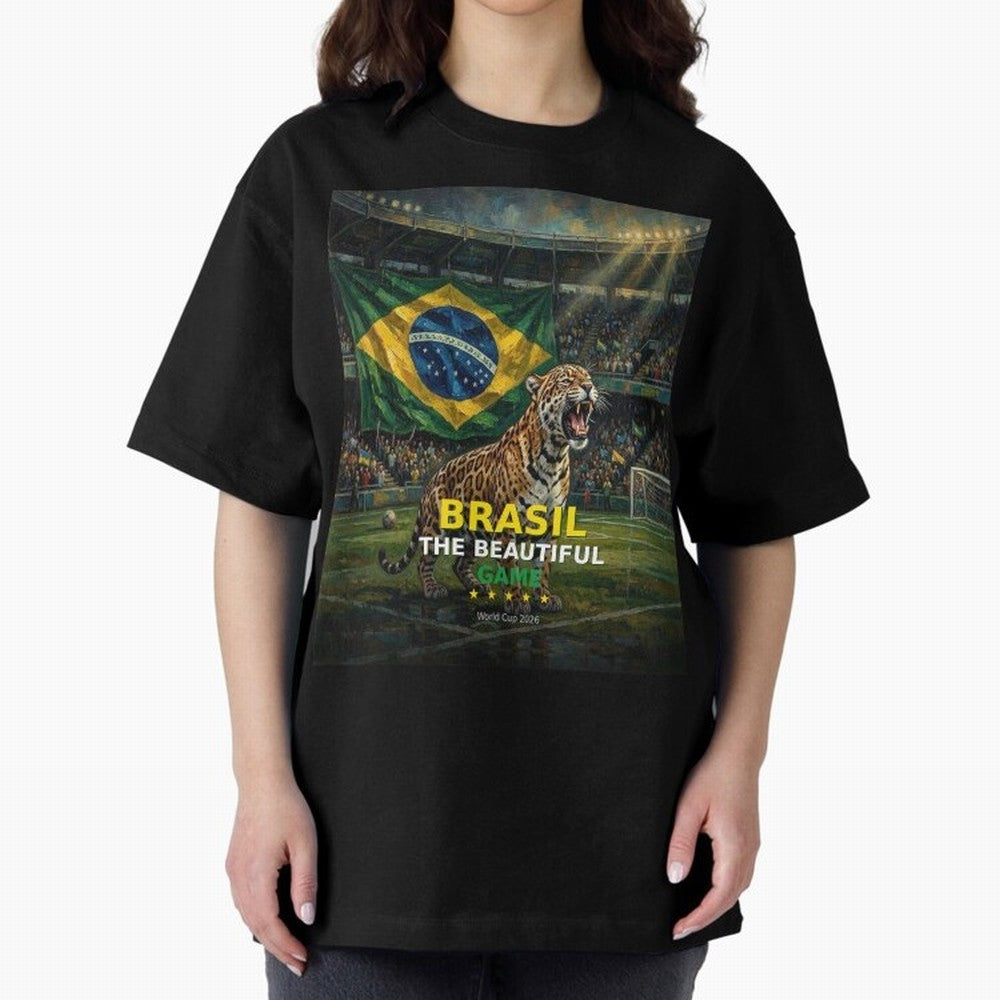 Brasil The Beautiful Game - World Cup 2026 Soccer Fan Tee Oversized T-Shirt Elevate Match Day Hype around FIFA World Cup 2026 USA Canada Mexico, CR7 and Messi, England, Fan Favorite Moments, National Team Passion, Big Match Drama and Soccer