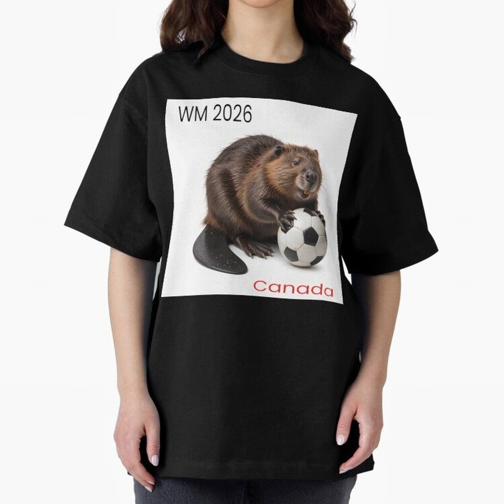 Canadian beaver invites you to World Cup 2026 in USA, Canada and Mexico Oversized T-Shirt Show Your Stadium Side during FIFA World Cup 2026 USA Canada Mexico Spirit, Filled with France and Portugal, Neymar, Haaland and Cristiano Ronaldo, Classic