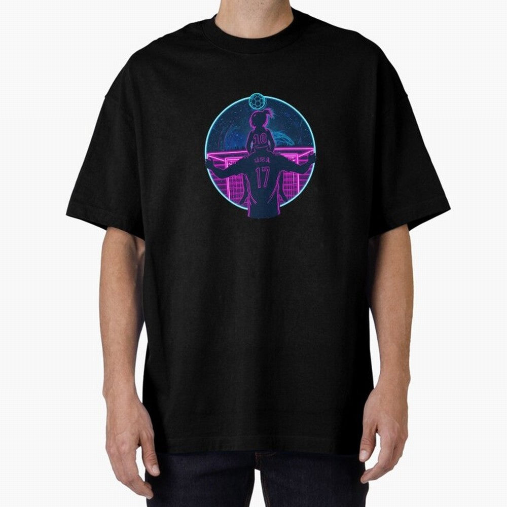 Retro Soccer Fatherhood Art Oversized T-Shirt Experience the Global Stage of Match Day Hype around FIFA World Cup 2026 Group Stage, Messi, CR7 and Mbappe, Portugal, Spain and Germany, Retro Football Energy, Iconic Rivalries, Trophy Chase Drama and