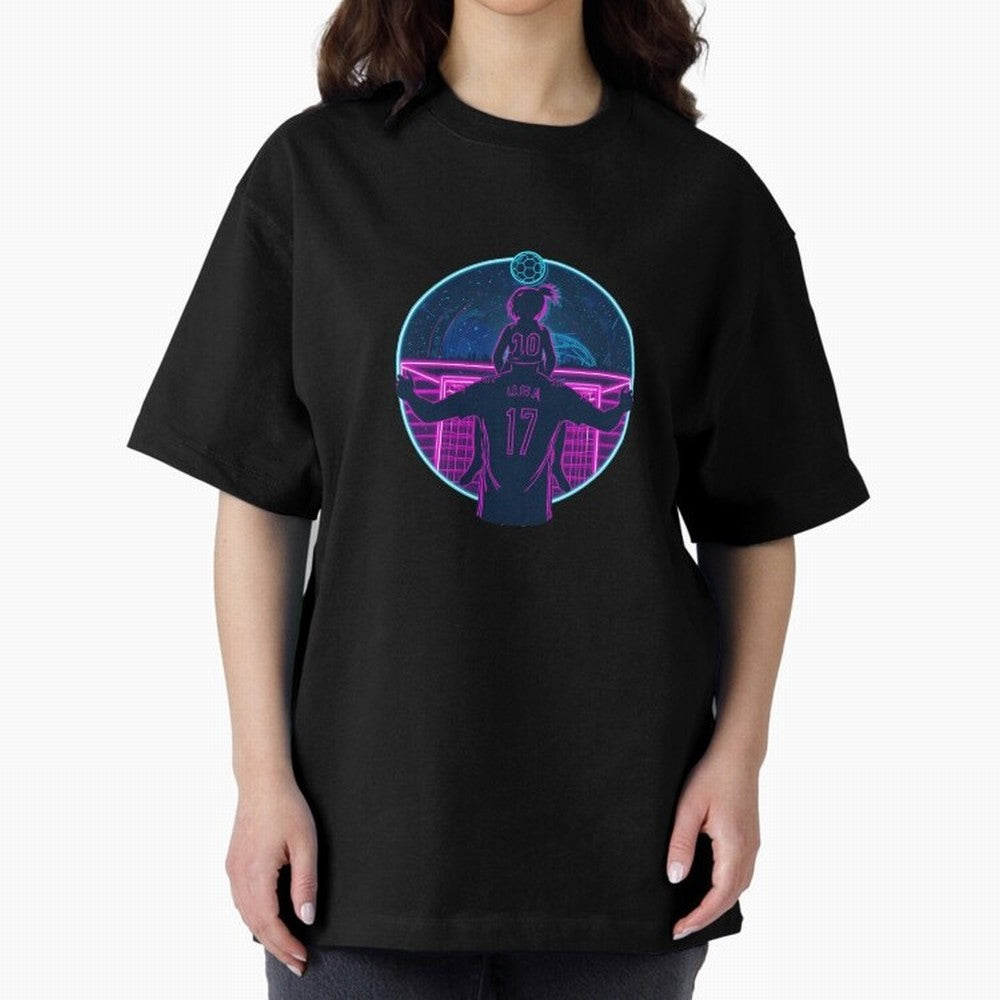 Retro Soccer Fatherhood Art Oversized T-Shirt Experience the Global Stage of Match Day Hype around FIFA World Cup 2026 Group Stage, Messi, CR7 and Mbappe, Portugal, Spain and Germany, Retro Football Energy, Iconic Rivalries, Trophy Chase Drama and