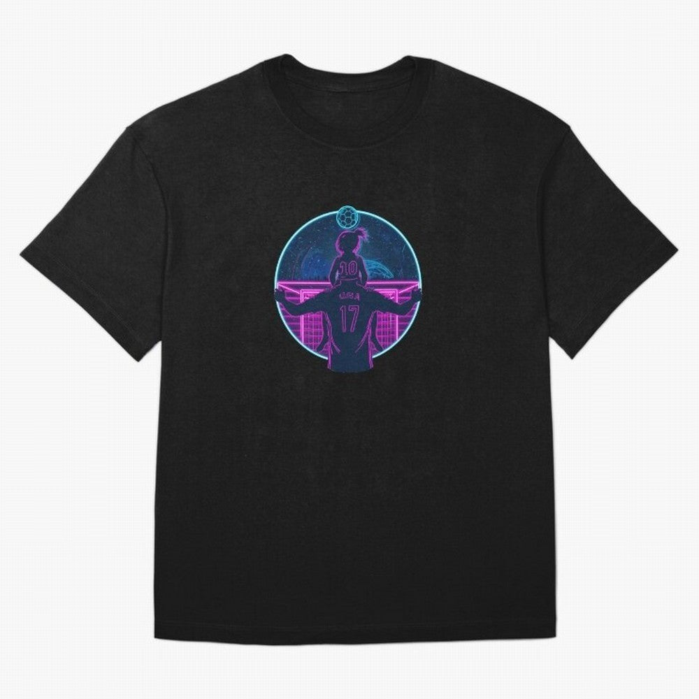 Retro Soccer Fatherhood Art Oversized T-Shirt Experience the Global Stage of Match Day Hype around FIFA World Cup 2026 Group Stage, Messi, CR7 and Mbappe, Portugal, Spain and Germany, Retro Football Energy, Iconic Rivalries, Trophy Chase Drama and
