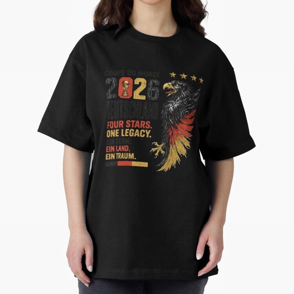 Germany Soccer World Cup 2026 Eagle Vintage Design Oversized T-Shirt Back Your Heroes with the FIFA World Cup 2026 Journey through CR7 Highlights, Brazil, Portugal and Argentina Pride, Global Supporter Spirit, Legendary Goals, National Colors and