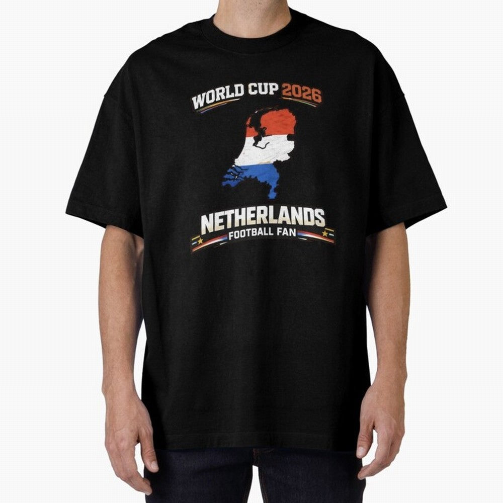 Netherlands Football Fan World Cup 2026 - Dutch Map Vintage Art Oversized T-Shirt Celebrate Supporters United by FIFA World Cup 2026 Connected to Mbappe, Netherlands Energy, Classic Soccer Heritage, Championship Pressure, Fan Loyalty and