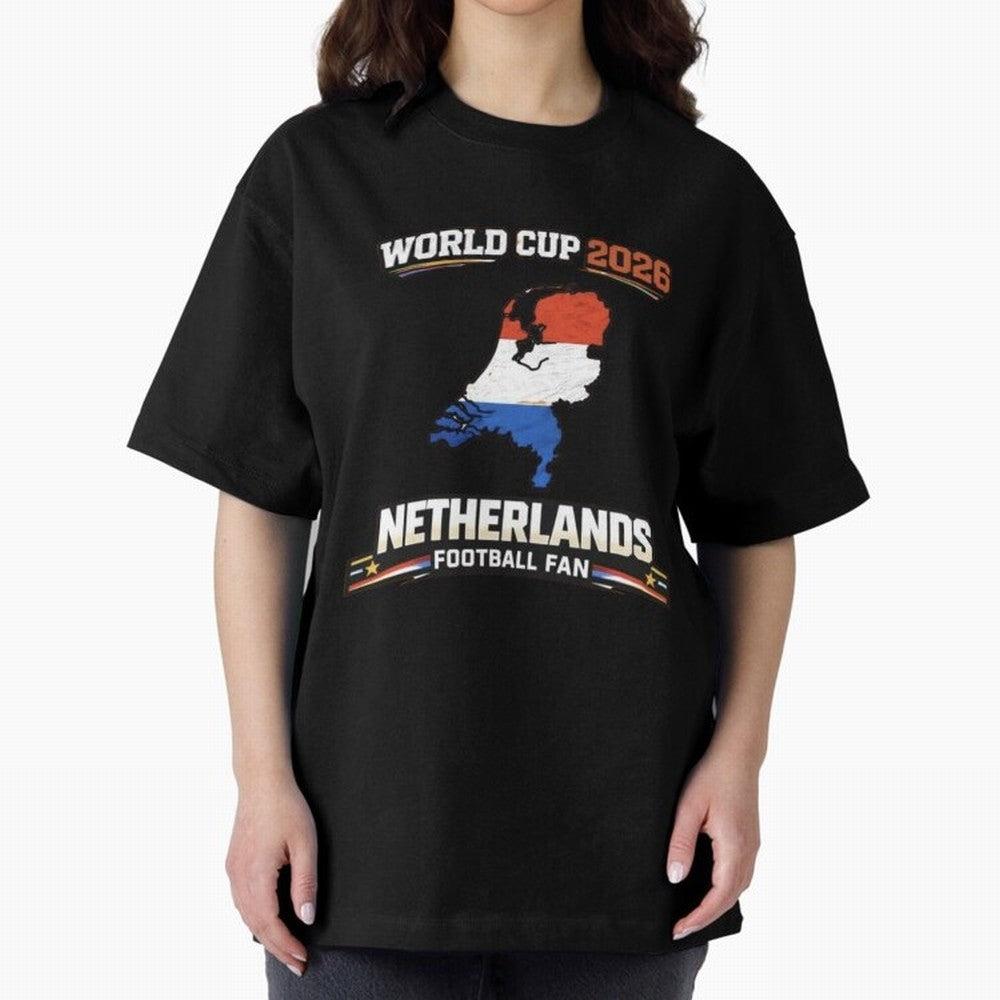 Netherlands Football Fan World Cup 2026 - Dutch Map Vintage Art Oversized T-Shirt Celebrate Supporters United by FIFA World Cup 2026 Connected to Mbappe, Netherlands Energy, Classic Soccer Heritage, Championship Pressure, Fan Loyalty and