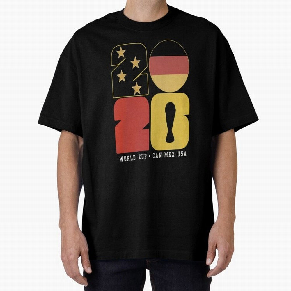 Germany Football World Cup 2026 - Die Mannschaft Retro Typography Oversized T-Shirt Celebrate Golden Goal Energy in Match Day Hype around FIFA World Cup 2026 USA Canada Mexico, Mbappe, England and Germany, Football Festival Excitement, Trophy