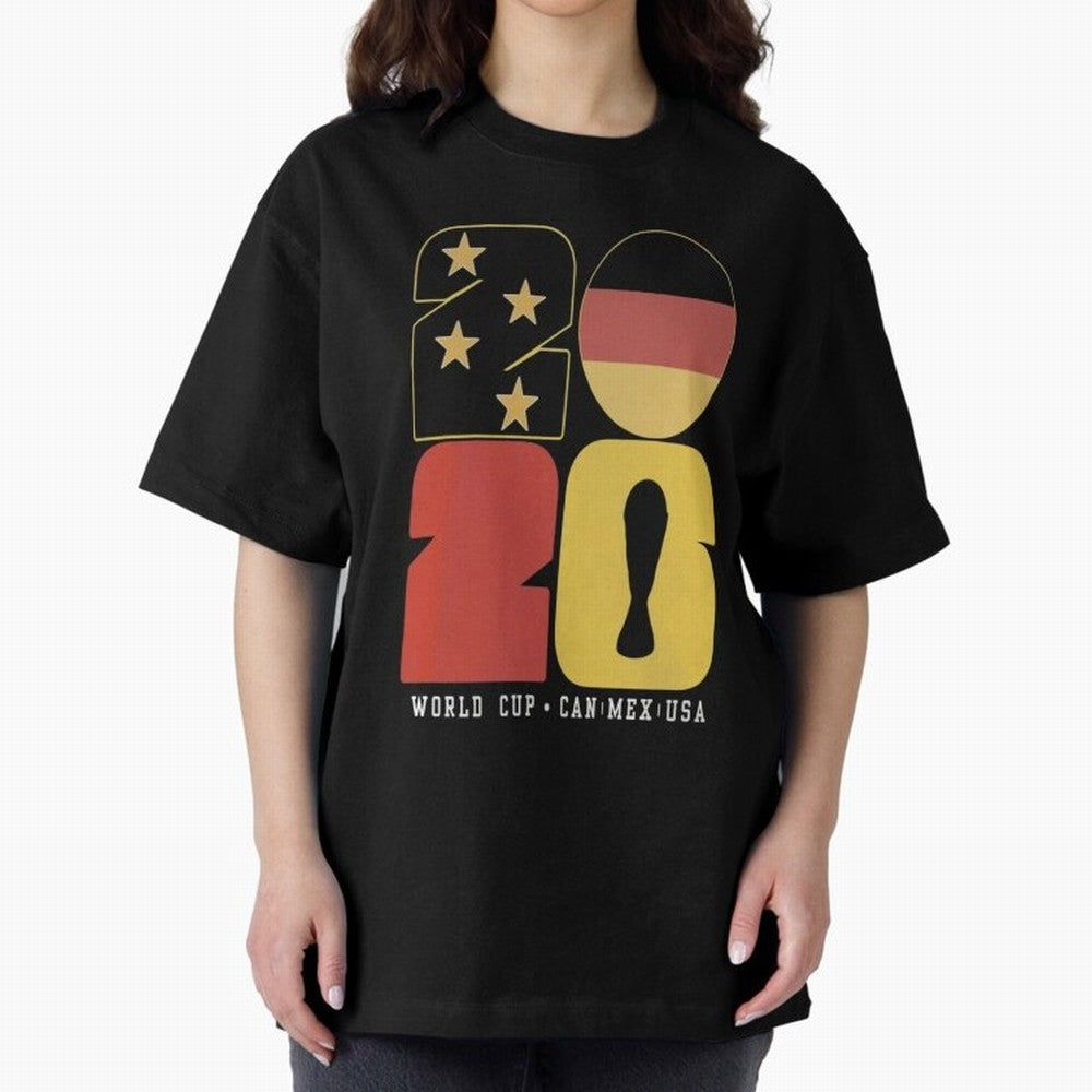 Germany Football World Cup 2026 - Die Mannschaft Retro Typography Oversized T-Shirt Celebrate Golden Goal Energy in Match Day Hype around FIFA World Cup 2026 USA Canada Mexico, Mbappe, England and Germany, Football Festival Excitement, Trophy