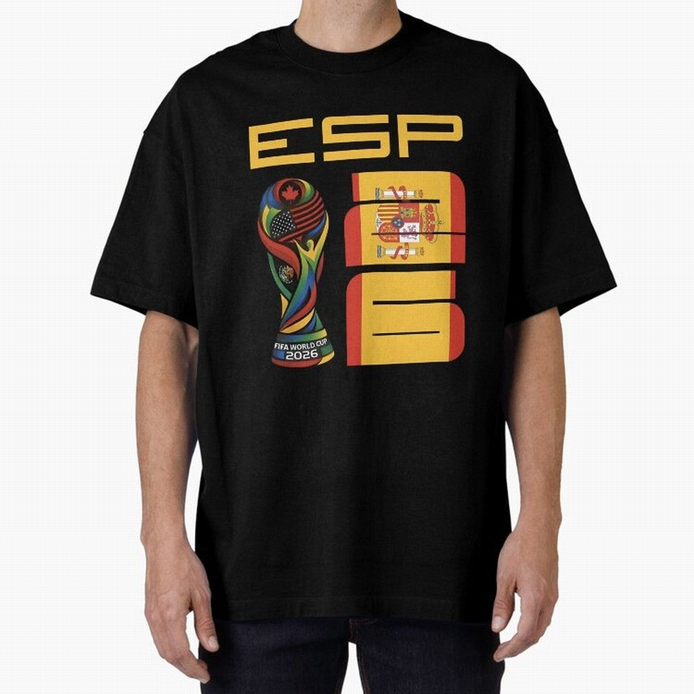 Spain Soccer World Cup 2026 Fan Art - ESP La Roja Oversized T-Shirt Make Memories around FIFA World Cup 2026 USA Canada Mexico Capturing Messi, Neymar and Mbappe, Argentina, France and Brazil Energy, Global Supporter Spirit, Legendary Goals,