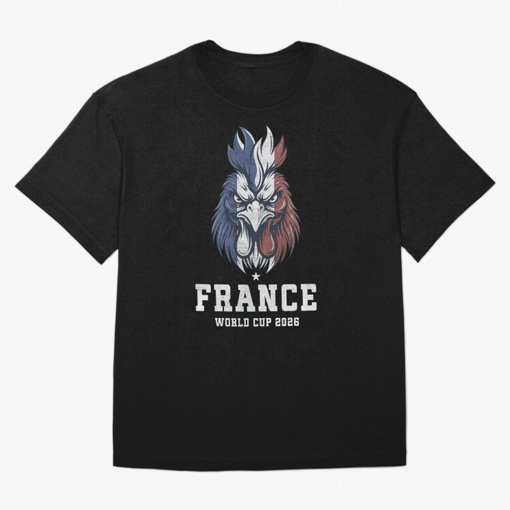 France Football World Cup 2026 Rooster Mascot Art Oversized T-Shirt Show Match Day Excitement for FIFA World Cup 2026 for Fans of Neymar, Haaland and Cristiano Ronaldo and Spain, Bringing Classic Soccer Heritage, Championship Pressure, Fan Loyalty