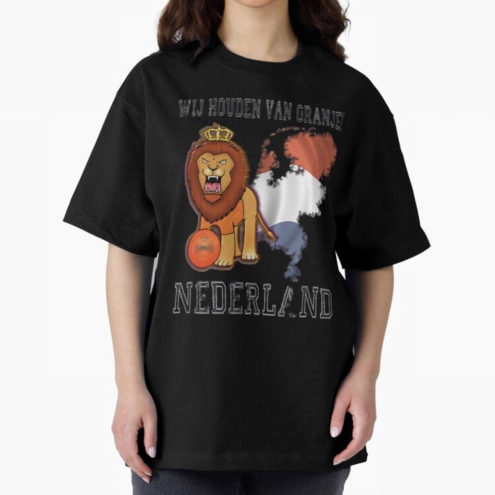 Dutch Pride Lion - Netherlands Football Fans Oranje Oversized T-Shirt Mark Match Day Hype around FIFA World Cup 2026 Group Stage, Neymar, Spain and Netherlands, Champion Mindset, Group Stage Buzz, Knockout Tension and Passionate Fan Culture;