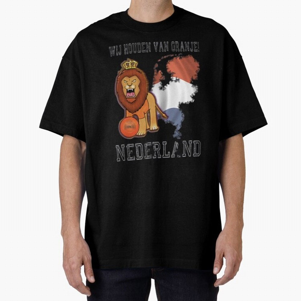 Dutch Pride Lion - Netherlands Football Fans Oranje Oversized T-Shirt Mark Match Day Hype around FIFA World Cup 2026 Group Stage, Neymar, Spain and Netherlands, Champion Mindset, Group Stage Buzz, Knockout Tension and Passionate Fan Culture;