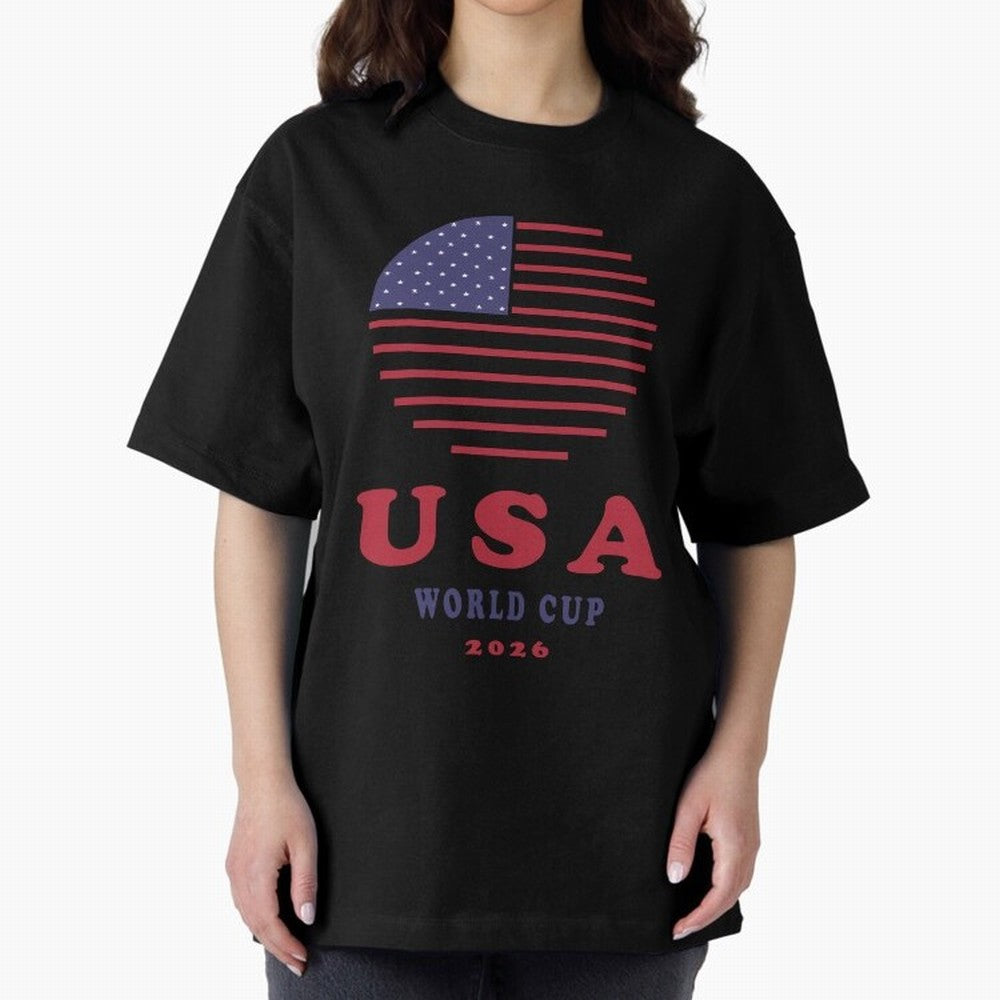USA World Cup 2026 Soccer Fan Shirt | American Flag Football Retro Patriotic Design Oversized T-Shirt Celebrate the Stars of the FIFA World Cup 2026 Group Stage Journey through Mbappe and Neymar Highlights, Argentina, France and Brazil Pride,