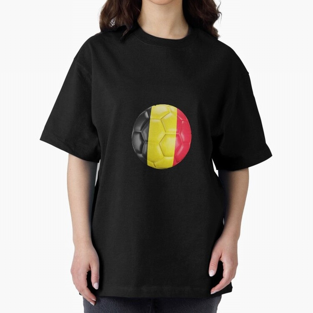 Belgium Football Ball Oversized T-Shirt Turn Football Passion into Global Football Passion for FIFA World Cup 2026, Featuring Neymar, Haaland and Cristiano Ronaldo, England, France and Netherlands, Stadium Chants, National Pride, Trophy Dreams and
