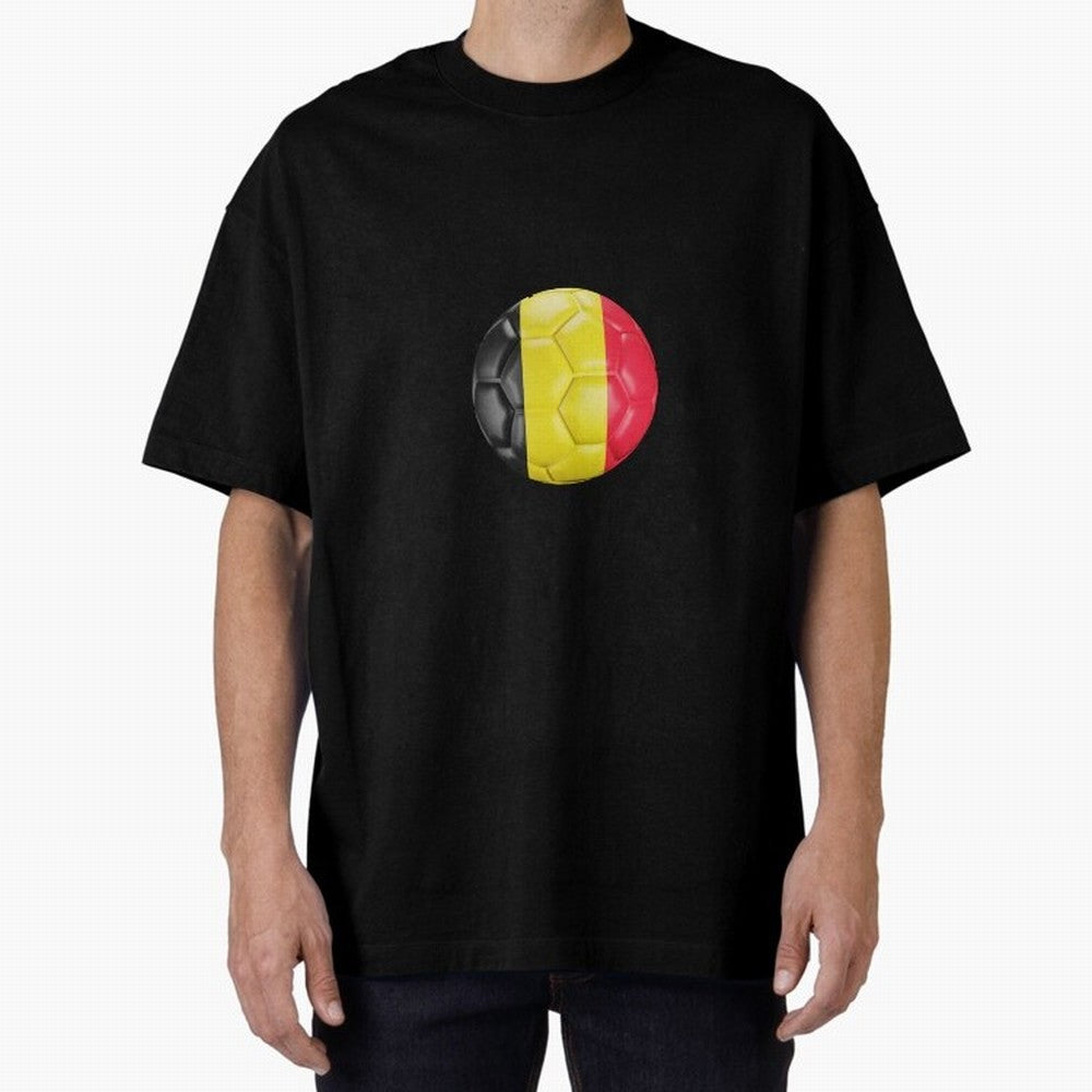 Belgium Football Ball Oversized T-Shirt Turn Football Passion into Global Football Passion for FIFA World Cup 2026, Featuring Neymar, Haaland and Cristiano Ronaldo, England, France and Netherlands, Stadium Chants, National Pride, Trophy Dreams and