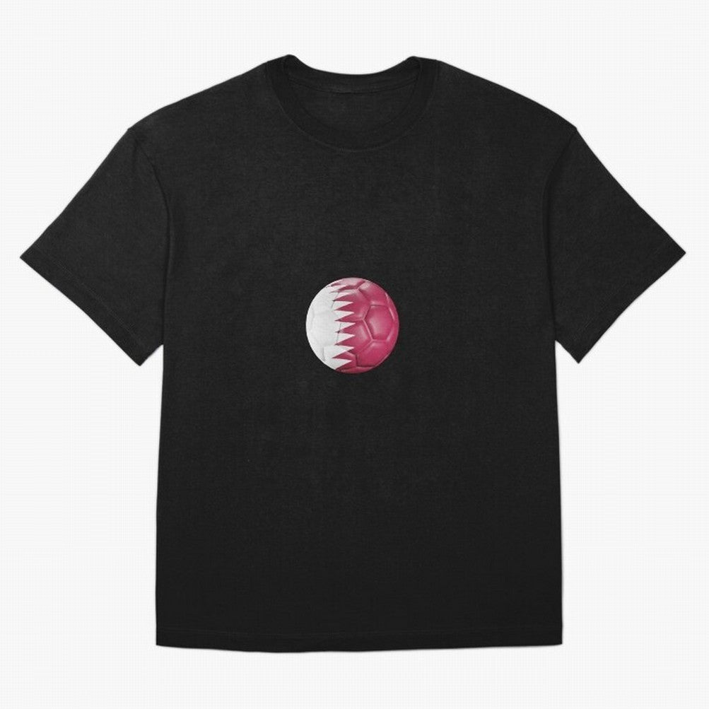 Qatar Flag Ball Oversized T-Shirt Bring Champion Energy into FIFA World Cup 2026 for Fans of Cristiano Ronaldo and Portugal, Bringing Retro Football Energy, Iconic Rivalries, Trophy Chase Drama and Stadium Atmosphere; Ideal for Fans Who Follow