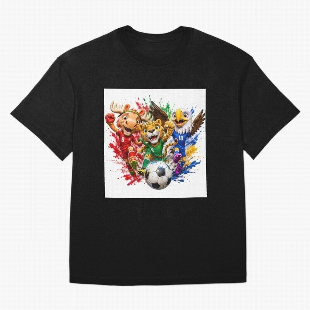 World Football Mascots ¨C Ultimate Soccer Fan Cartoon Design Oversized T-Shirt Keep the Legacy of FIFA World Cup 2026 Group Stage Spirit, Driven by Netherlands, CR7 and Messi, Championship Spirit, Famous Goals, Roaring Crowds and International