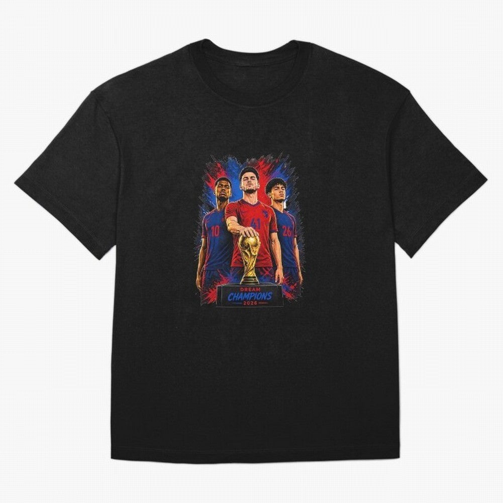 Dream Champions 2026 Football Streetwear Design | Trophy Graphic Tee Oversized T-Shirt Celebrate Global Passion for the FIFA World Cup 2026 Group Stage Journey through Haaland Highlights, Netherlands Pride, Supporter Pride, Iconic Celebrations,