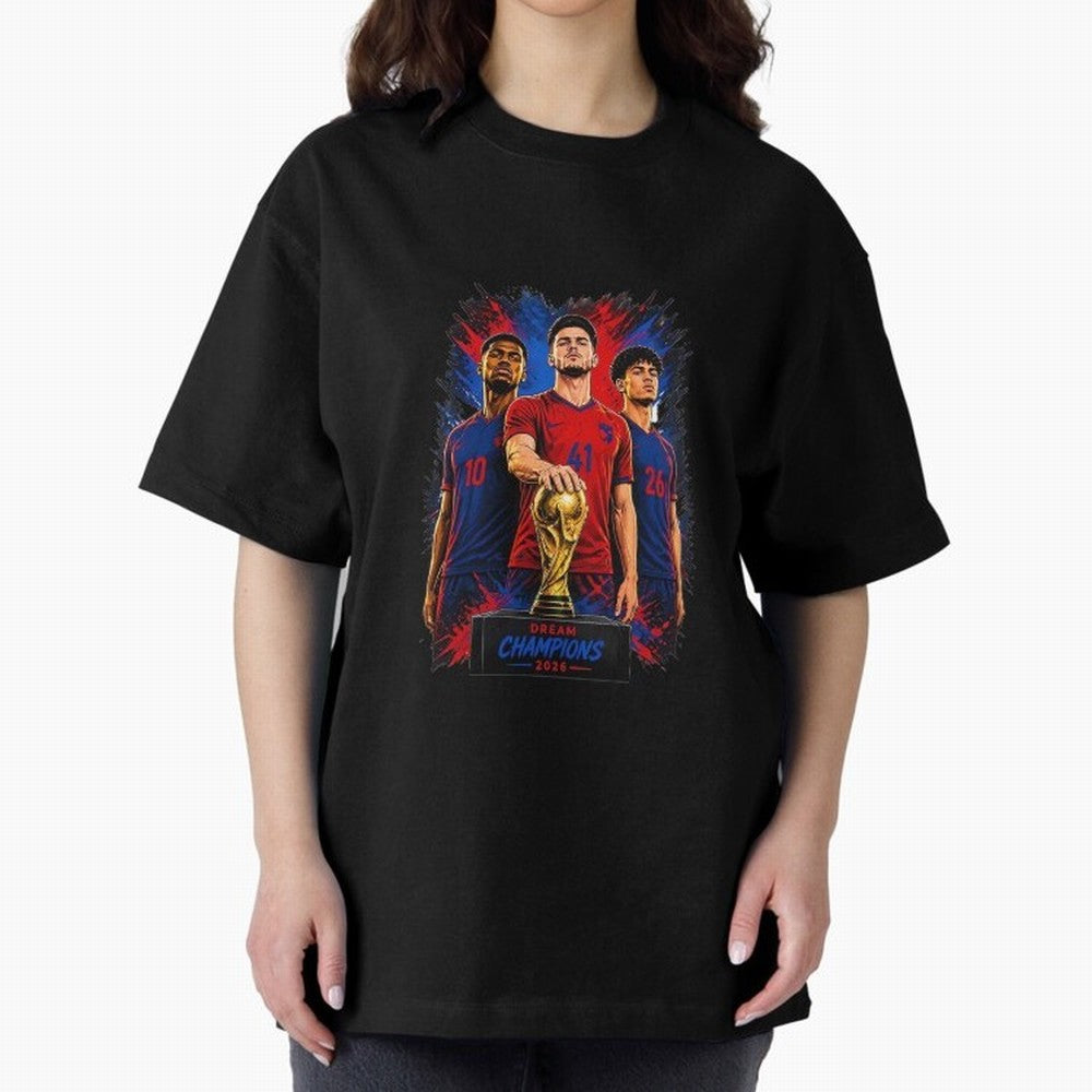 Dream Champions 2026 Football Streetwear Design | Trophy Graphic Tee Oversized T-Shirt Celebrate Global Passion for the FIFA World Cup 2026 Group Stage Journey through Haaland Highlights, Netherlands Pride, Supporter Pride, Iconic Celebrations,