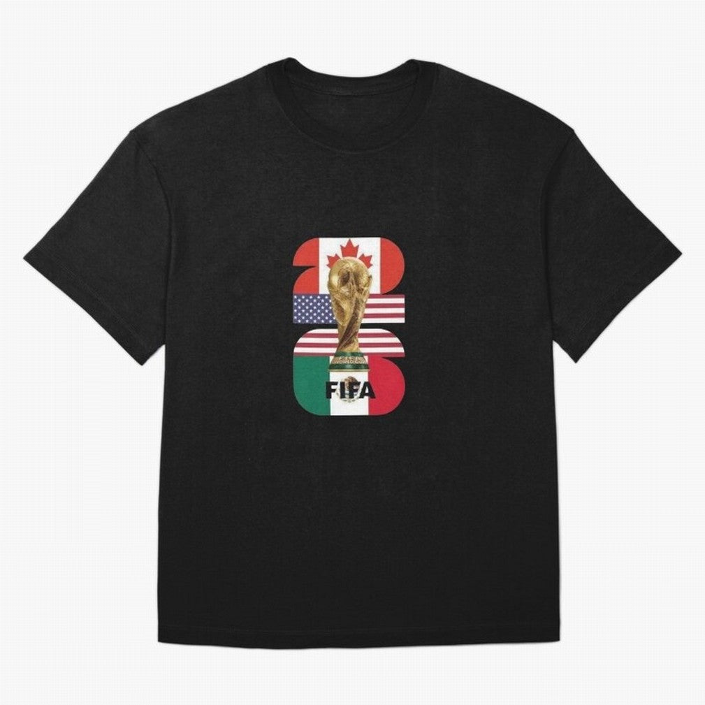 Three Nations Host Trophy Vertical Oversized T-Shirt Honor the Beautiful Game during FIFA World Cup 2026 for Fans of Messi and England, France and Netherlands, Bringing Sports Nostalgia, International Competition, Famous Players and Unforgettable