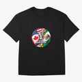 Host Trio Flags Circular Emblem Oversized T-Shirt Showcase Match Day Hype around FIFA World Cup 2026, Mbappe, England and Germany, Game Day Rituals, Football Legends, Country Pride and the Road to the Final; Ideal for Football Dads, Football Moms,