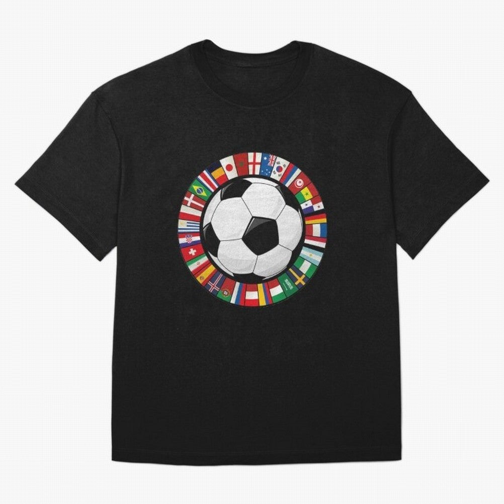 Global Nations Football Circle Art Oversized T-Shirt Remember the FIFA World Cup 2026 Journey through Messi, Neymar and Mbappe Highlights, Brazil, Portugal and Argentina Pride, Classic Soccer Heritage, Championship Pressure, Fan Loyalty and