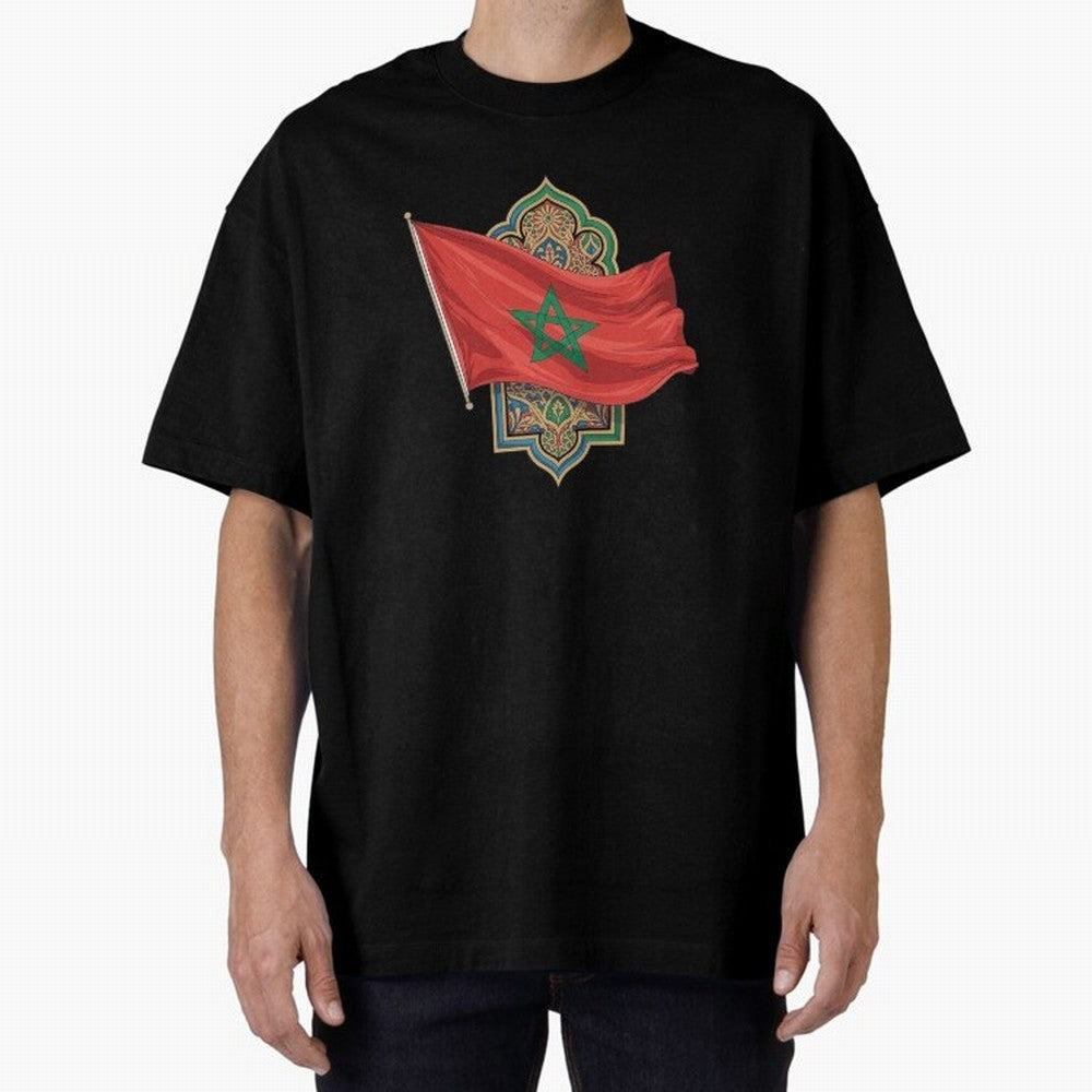 Morocco Flag Heritage World Cup 2026 Oversized T-Shirt Celebrate Football Heritage in Global Football Passion for FIFA World Cup 2026 Group Stage, Connected to Haaland, England, France and Netherlands, Global Supporter Spirit, Legendary Goals,