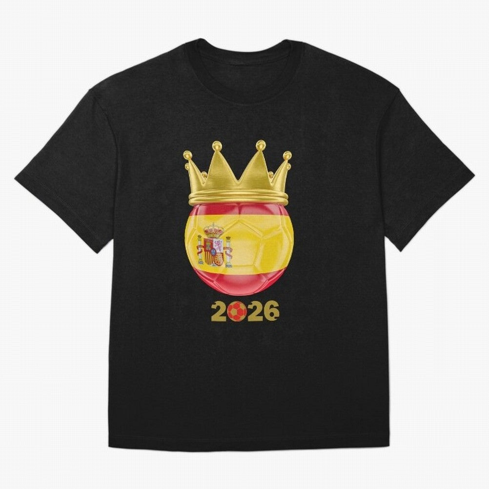 Spain Football Champion Crown 2026 Oversized T-Shirt Honor Match Day Hype around FIFA World Cup 2026 Group Stage, Haaland and Mbappe, England and Germany, Global Supporter Spirit, Legendary Goals, National Colors and Tournament Celebration; Ideal