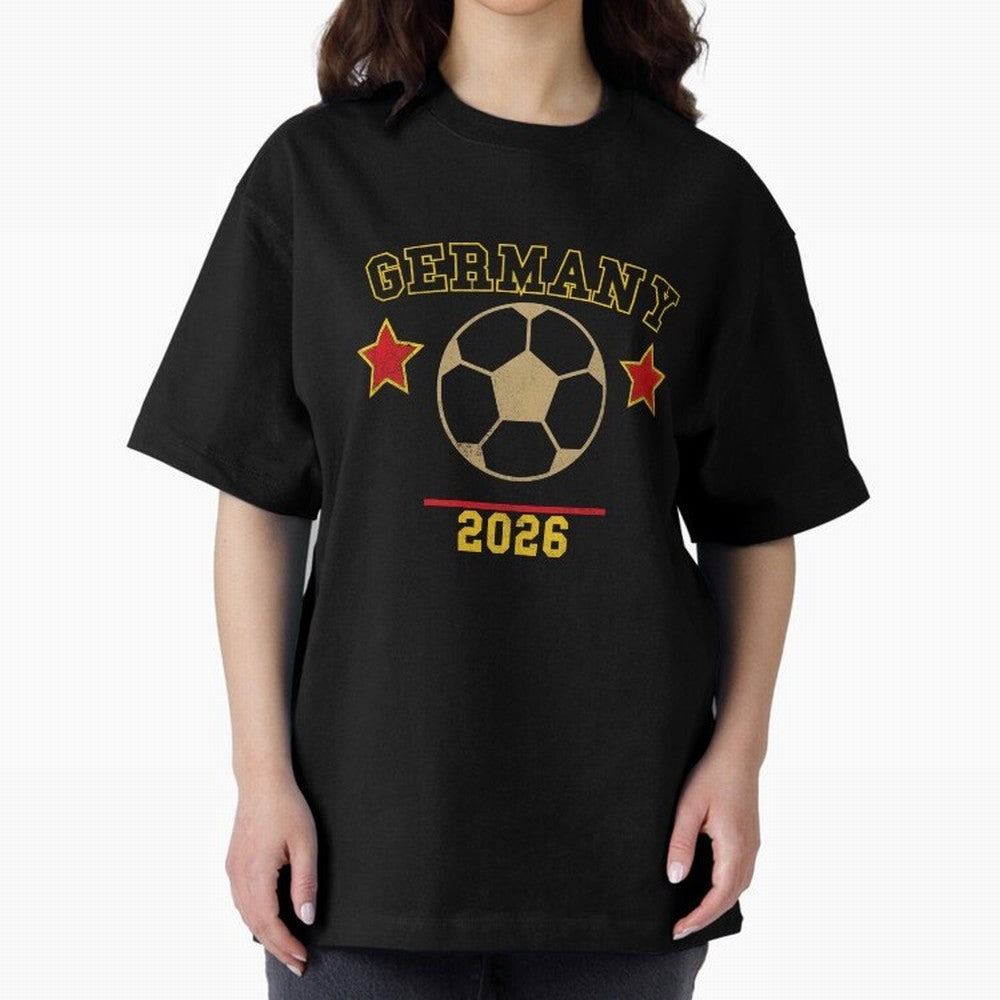 Germany 2026 ¡ª Vintage Soccer Tee Oversized T-Shirt Celebrate Fan Favorites in FIFA World Cup 2026 for Fans of CR7 and Messi and Germany, Bringing Goal Celebration Energy, Supporter Heritage, Football Icons and Worldwide Tournament Joy; Perfect
