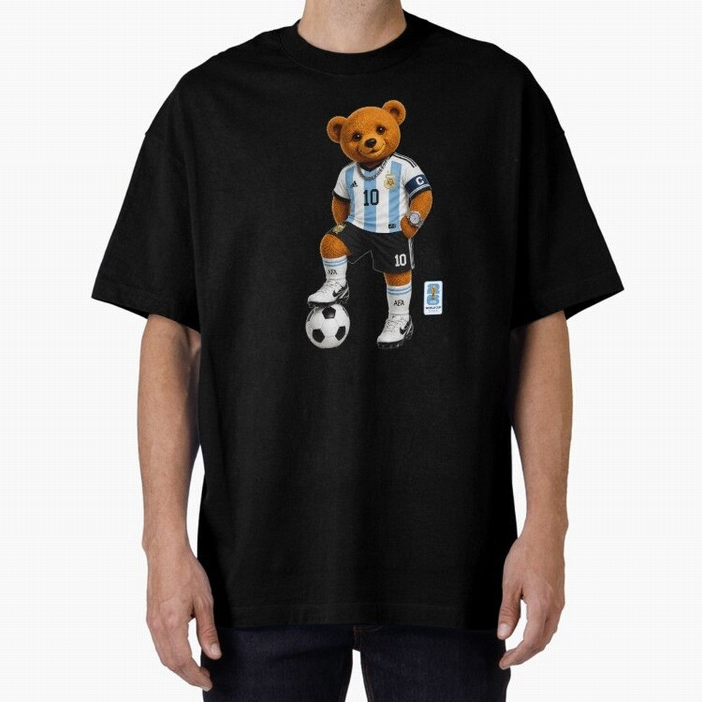 Argentina Soccer Bear World Cup Teddy Bear Oversized T-Shirt Keep the Match Day Mood of FIFA World Cup 2026 USA Canada Mexico Spirit, Featuring Spain and Netherlands, Haaland, Game Day Rituals, Football Legends, Country Pride and the Road to the