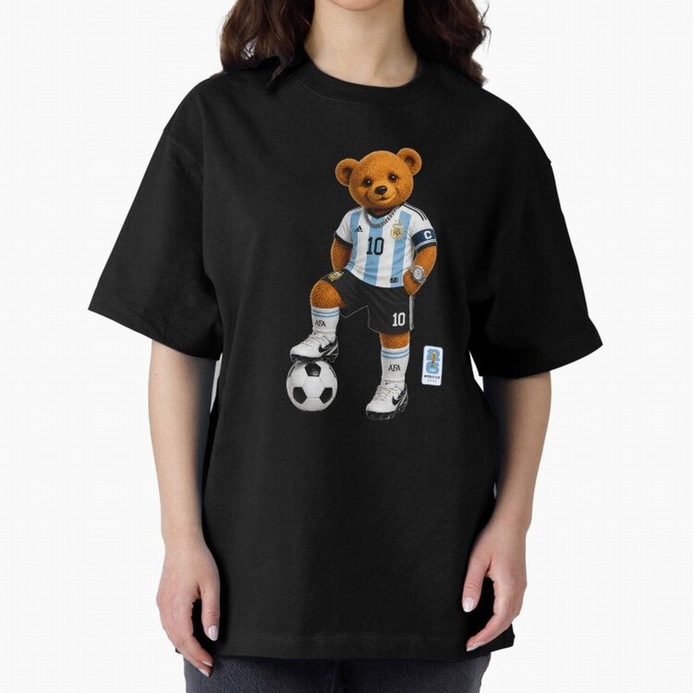 Argentina Soccer Bear World Cup Teddy Bear Oversized T-Shirt Keep the Match Day Mood of FIFA World Cup 2026 USA Canada Mexico Spirit, Featuring Spain and Netherlands, Haaland, Game Day Rituals, Football Legends, Country Pride and the Road to the