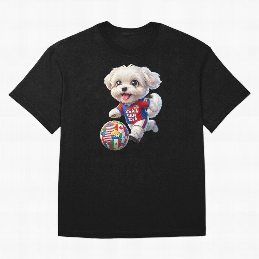 Cute Maltese Soccer Star - FIFA 2026 World Cup Edition Oversized T-Shirt Follow Match Day Hype around FIFA World Cup 2026 Group Stage, Neymar, Spain, Football Passion, Legendary Performances, Festival Vibes and Supporter Community; Perfect for